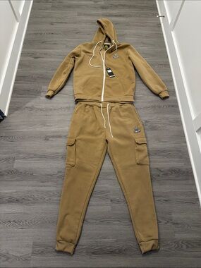 Men's Cargo Joggers & Zip Hoodie Tracksuit in Camel by Red Ape